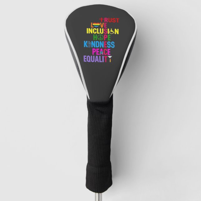 Couvre-club De Golf Kindness Peace Equality Love Inclusion Hope (Devant)