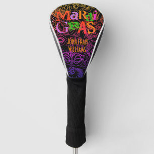 Couvre-club De Golf La mascarade de mardi gras masque la typographie