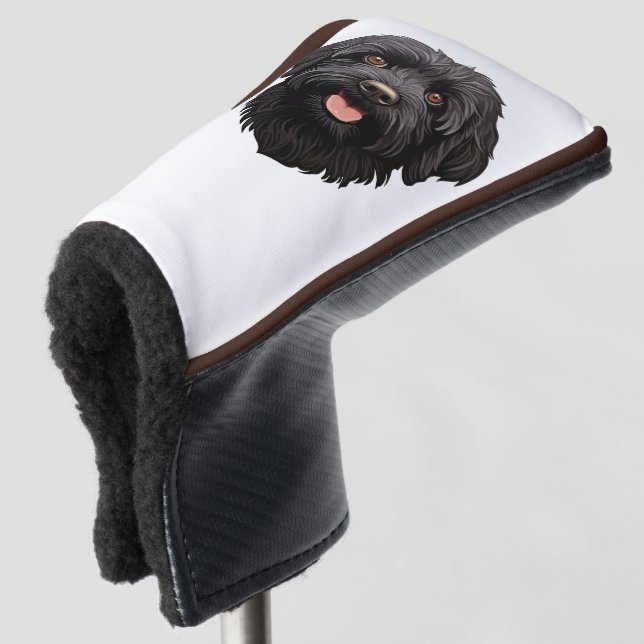 Couvre-club De Golf Labradoodle Chien noir (Devant 3/4)
