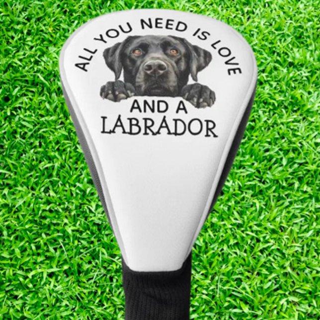 Couvre-club De Golf Labrador noir (Protect your clubs in style with our Black Labrador Golf Head Cover.)