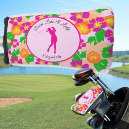 Couvre-club De Golf Lady Golfer Rose Orange Preppy Nom personnalisé Da