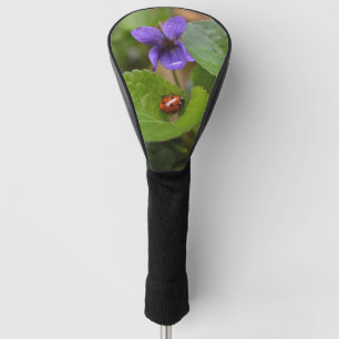 Couvre-club De Golf Ladybug sur les fleurs de violet doux