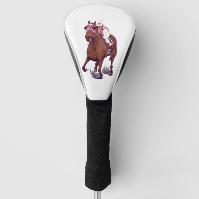 Couvre-club De Golf Le cheval de course Thoroughbred gagne (Devant)