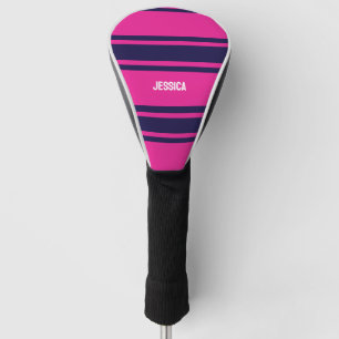 Couvre-club De Golf Les rayures de la marine rose