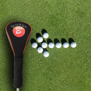 Couvre-club De Golf Lettre de couleur minimaliste B noir