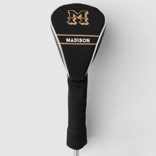 Couvre-club De Golf Lettre initiale Monogramme moderne Blanc et faux o