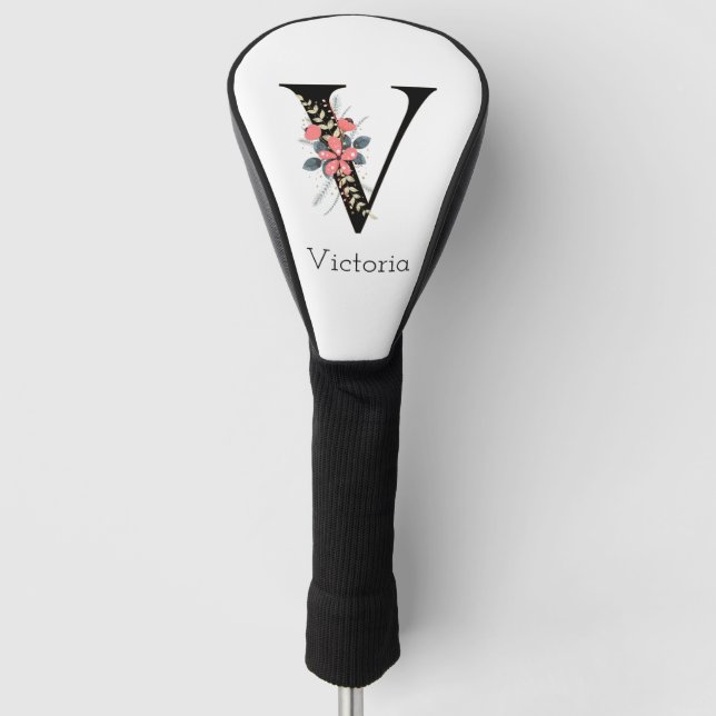 Couvre-club De Golf Lettre "V" Monogramme floral (Devant)