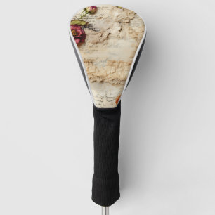 Couvre-club De Golf Lettre vintage d'amour parchemin avec fleurs (8)