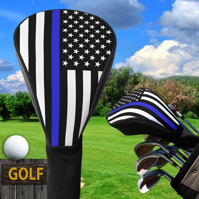 Couvre-club De Golf Ligne Bleue Mince & Golf drapeau américain / Clubs (Créateur téléchargé)