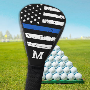 Couvre-club De Golf Ligne Bleue Mince Police Monogramme Personnalisé