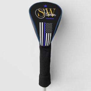Couvre-club De Golf Ligne Bleue & Nom Monographique / Signature Modern