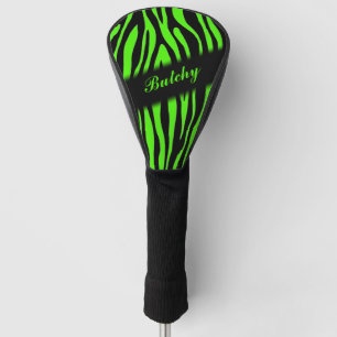 Couvre-club De Golf Lime Green Zebra Impression personnalisée