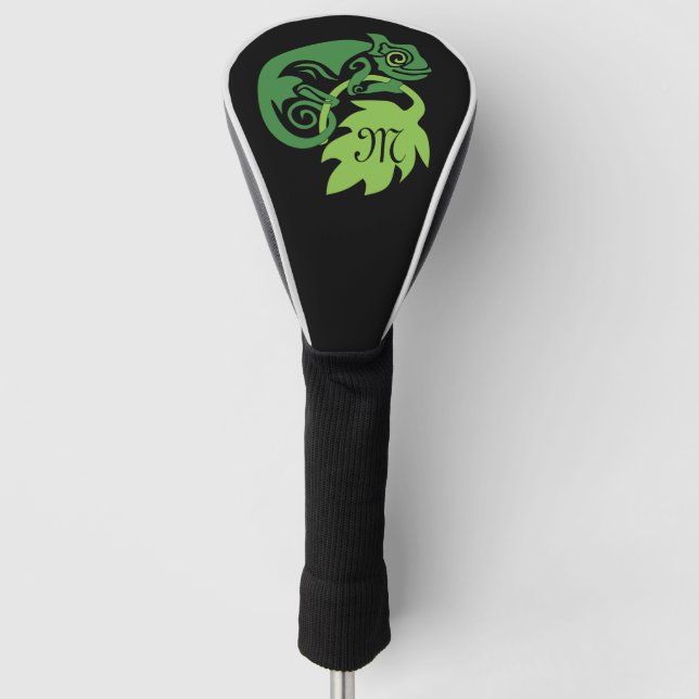 Couvre-club De Golf Lizard Vert Chameleon Drunk Suspendu (Devant)