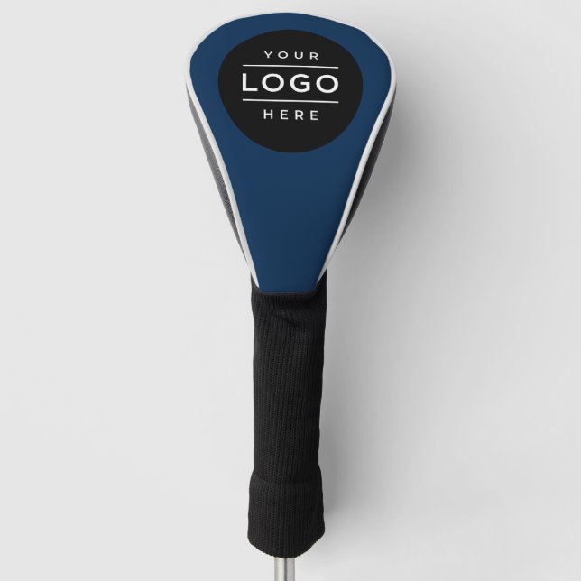 Couvre-club De Golf Logo d'affaires bleu marine sur mesure (Devant)