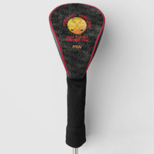 Couvre-club De Golf Logo de golfeur jaune et rouge cool sur la tête de