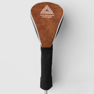 Couvre-club De Golf Logo de société moderne en faux cuir brun