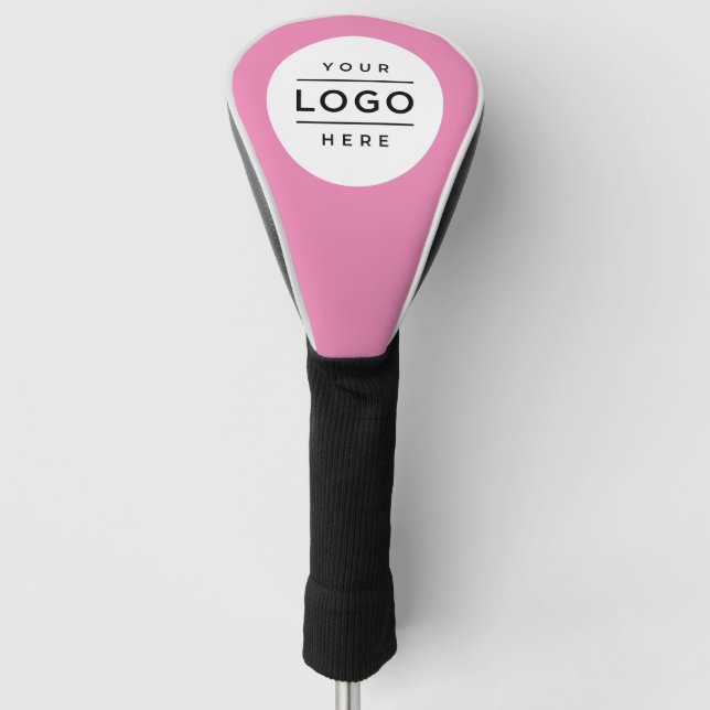 Couvre-club De Golf Logo d'entreprise rose personnalisé (Devant)