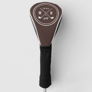Couvre-club De Golf Logo du Club de golf monogramme cuir Brown
