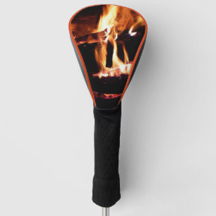 Couvre-club De Golf Logs dans la cheminée Photographie de feu chaud