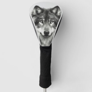 Couvre-club De Golf Loup gris majestueux étonnant Aquarelle Faune