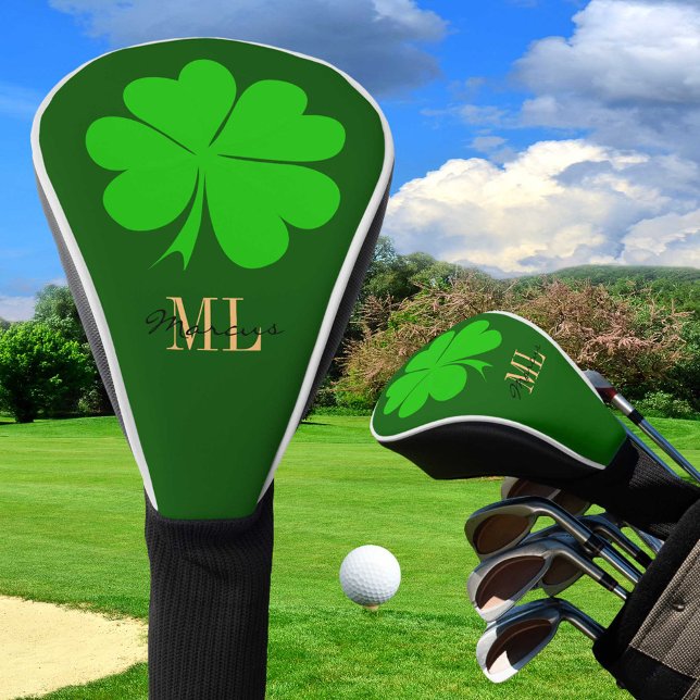 Couvre-club De Golf Lucky Irish Clover & Shamrock Golf monogrammed (Créateur téléchargé)