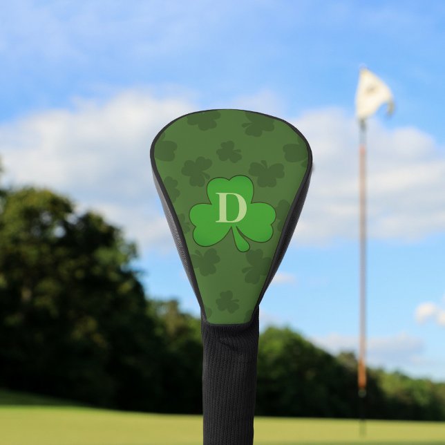 Couvre-club De Golf Lucky Shamrock Monogram Green Golf Head Cover (Add your initial to this Lucky Shamrock Golf Head Cover. Suitable for extra luck on the fairway)