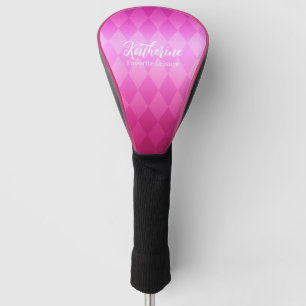 Couvre-club De Golf Luxe géométrique Rhombus Magenta