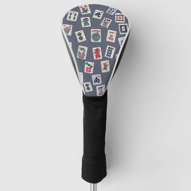 Couvre-club De Golf MahJongg mosaïques design sur bleu foncé (Devant)