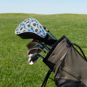 Couvre-club De Golf Maisonnettes, fleurs sauvages sur bleu