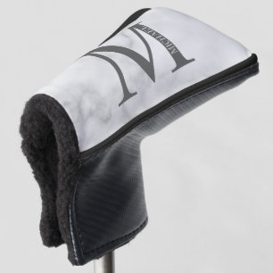 Couvre-club De Golf Marbre blanc Monogramme personnalisé et nom