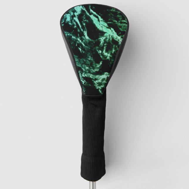 Couvre-club De Golf Marbre vert sur noir (Devant)