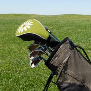 Couvre-club De Golf Marguerite avec initiale vert citron