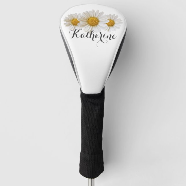 Couvre-club De Golf Marguerites blanches avec nom blanc (Devant)