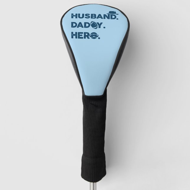 Couvre-club De Golf Mari. Papa. Héros. Graphisme rétro (Devant)
