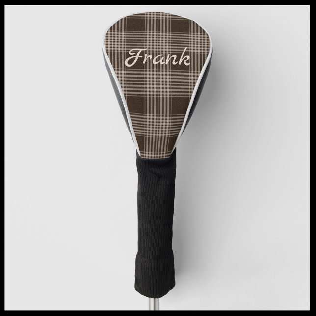 Couvre-club De Golf Masculine Plaid Brown et Beige Plaid Golf Head Cov (Créateur téléchargé)