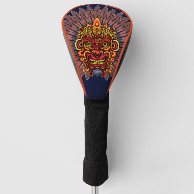 Couvre-club De Golf Masque rituel du roi guerrier tribal (Devant)