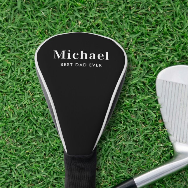 Couvre-club De Golf Meilleur papa jamais Monogramme Noir (Créateur téléchargé)