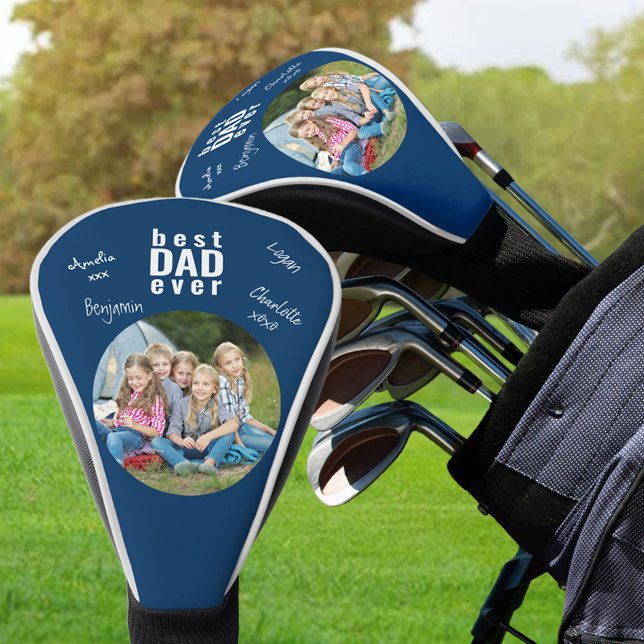 Couvre-club De Golf Meilleur Papa Jamais Signé Photo Bleu Personnalisé (Créateur téléchargé)