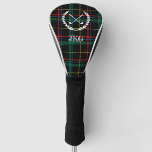 Couvre-club De Golf Mens Monogram Golf Clubs Laurel Wreath Green Plaid