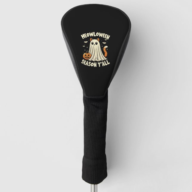 Couvre-club De Golf Meowween Saison Y'all Drôle Retro Cat Ghost Hal (Devant)
