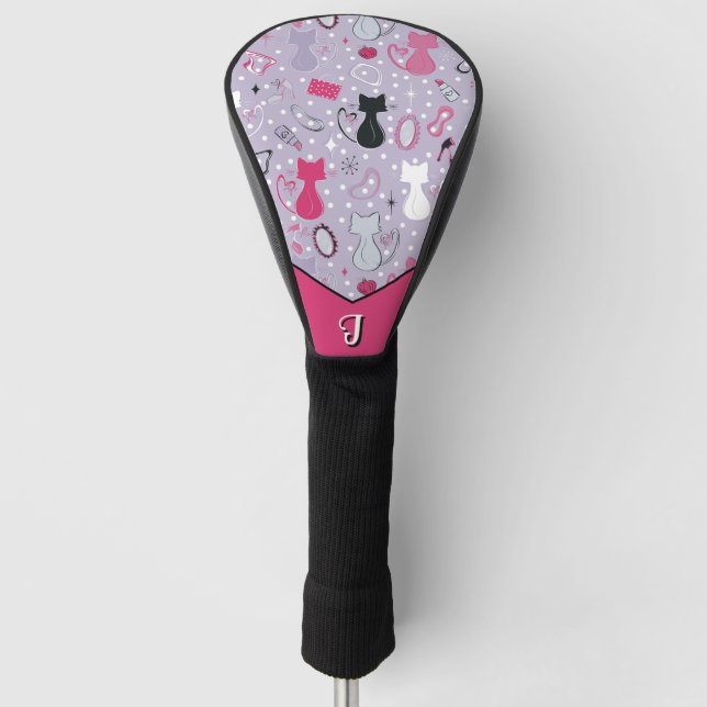 Couvre-club De Golf Mi-siècle Purple Hearple Cats Golf Head Cover (Devant)