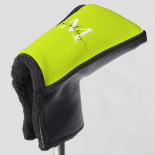 Couvre-club De Golf Minimaliste Élégant Chartreuse Jaune Monogramme