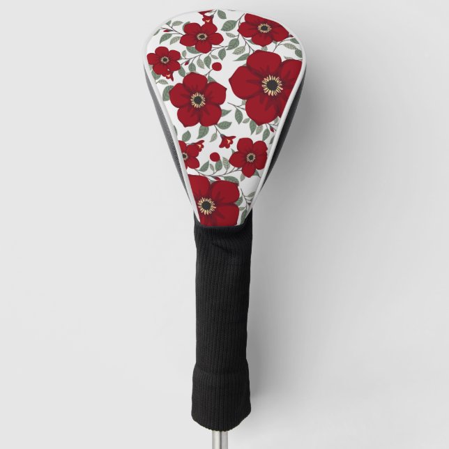 Couvre-club De Golf Mode Fleur Rouge (Devant)