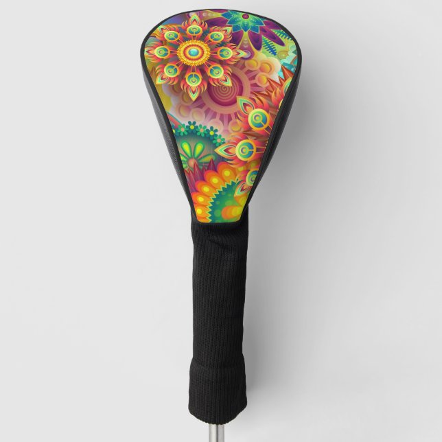Couvre-club De Golf Modèle floral psychédélique (Devant)
