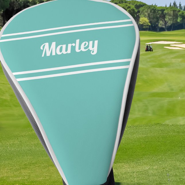 Couvre-club De Golf Modern Golfer Sports Pro Monogramme Nom Turquoise  (Modern Golfer Sports Pro Monogram Name Teal Green Golf Head Cover)