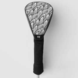 Couvre-club De Golf Moderne Cute noir et blanc Hippie Daisy Floral