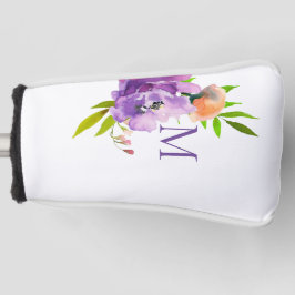 Couvre-club De Golf Moderne Monogramme Aquarelle Lavande Florale