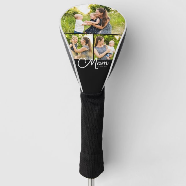 Couvre-club De Golf Mom Established Modern Script 3 Photo  (Devant)