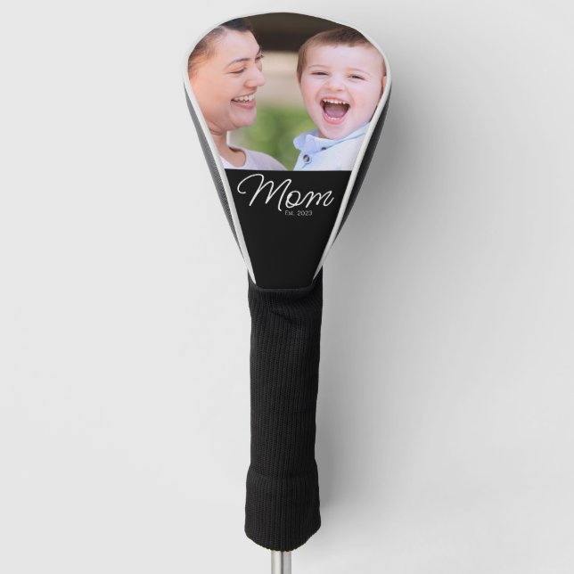 Couvre-club De Golf Mom Established Modern Script Photo (Devant)
