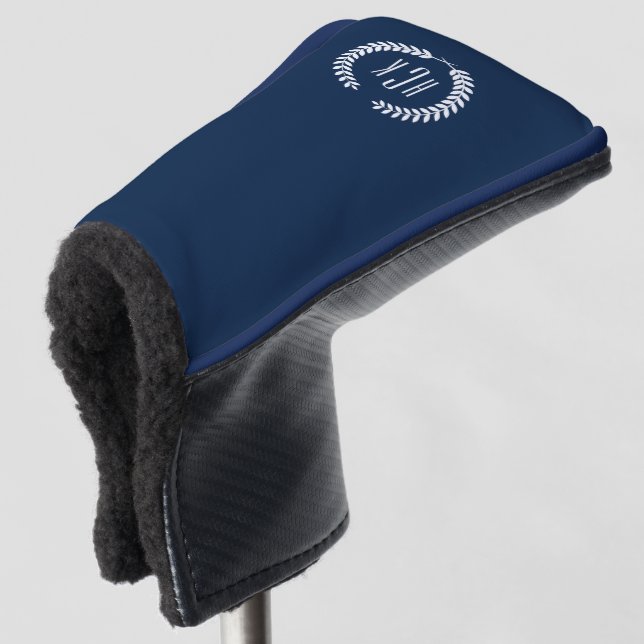 Couvre-club De Golf Monogram Blue Tones Laurel Wreath (Devant 3/4)